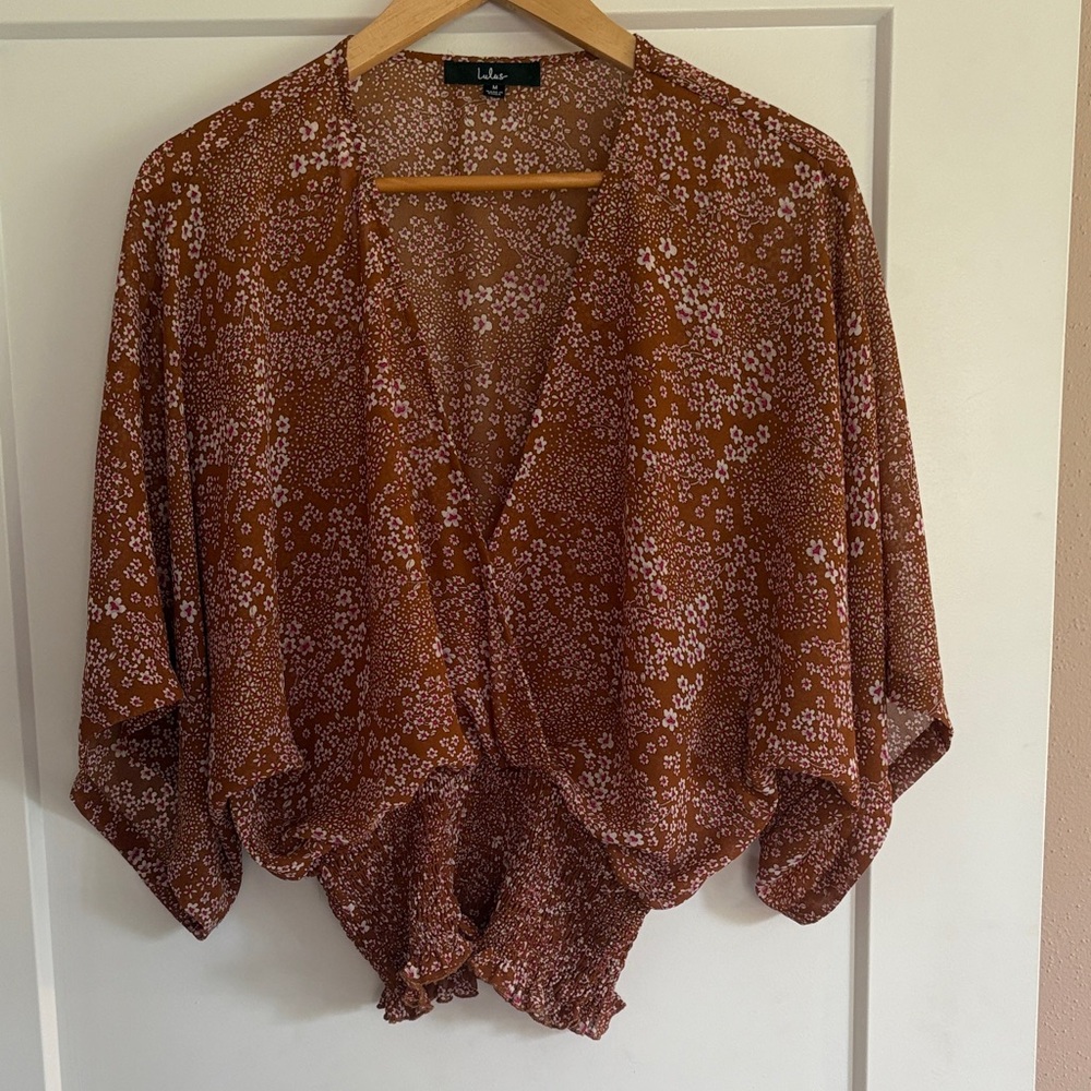 Lulu's Rust Floral Blouse